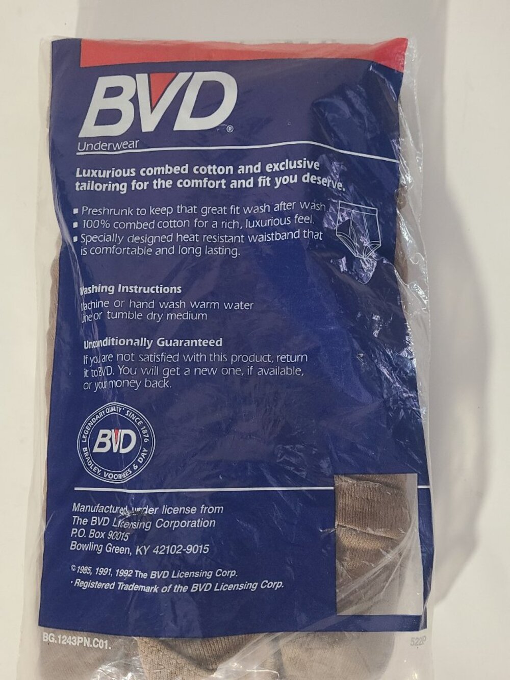 Vintage 90s BVD DSCP Military Brown Men's Briefs Size 34 3 Pairs NOS - Picture 4 of 4
